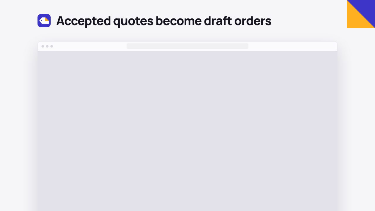 An accepted quote linked to its Shopify draft order